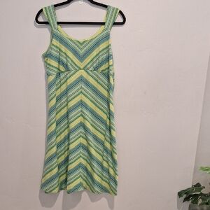 Royal Robbins Chevron Patterned Dress in Green and Blue
